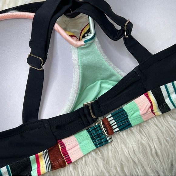 Allure Bikini Top Striped Adjustable Padded Swimwear Multicolor 16 18 Plus Size - Picture 12 of 16